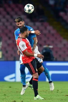 As Napoli 26 09 2017 - Champions League Napoli-Feyenoord foto Antonello Sammarco Image nella foto: Elsiad Hysaj-Tonny Vilhena 