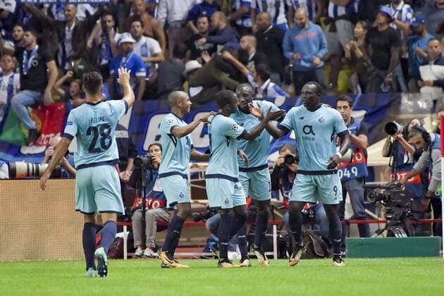 Fußball, CL, AS Monaco - FC Porto But joie Vincent Aboubakar FC Porto FOOTBALL AS Monaco vs FC Porto Champion s Ligue Monaco 26 09 2017 NorbertScanella Panoramic 