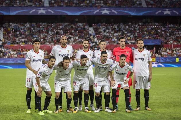 Fußball, CL, FC Sevilla - NK Maribor September 26, 2017 - Seville, Spain - Lineup of Sevilla before the UEFA Champions League Group E soccer match between Sevilla FC and NK Maribor at Estadio Ramon Sanchez Pizjuan Soccer 2017 - Sevilla FC vs NK Maribor - ZUMAa142 20170926_zap_a142_011 Copyright: xDanielxGonzalezxAcunax