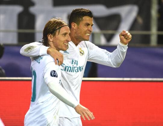 Championsleague: Borussia Dortmund - Real Madrid 26.09.2017. Jubel Torschütze Cristiano Ronaldo und Modric (beide Real) nach dem 3:1. HM