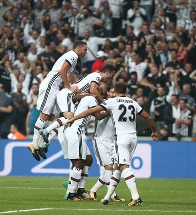 Besiktas players celebrates for Ryan Babel s goal during the UEFA Champions League Group G match between Besiktas and RB Leipzig at Vodafone Park in Istanbul , Turkey on September 26 , 2017 . 