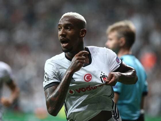 Anderson Talisca of Besiktas during the UEFA Champions League Group G match between Besiktas and RB Leipzig at Vodafone Park in Istanbul , Turkey on September 26 , 2017 . 