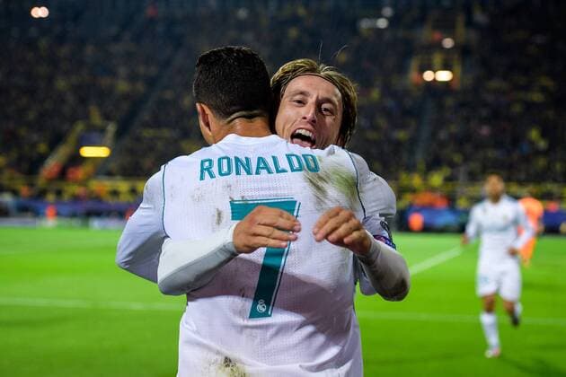 Cristiano Ronaldo (Real Madrid CF 7) und Luka Modric (Real Madrid CF 10) beim Torjubel nach dem Treffer zum 3:1 beim Champions League Spiel zwischen Borussia Dortmund und Real Madrid am 26.09.2017, Dortmund Copyright: xSchuelerx xEibnerx-xPressefotox EP_EER