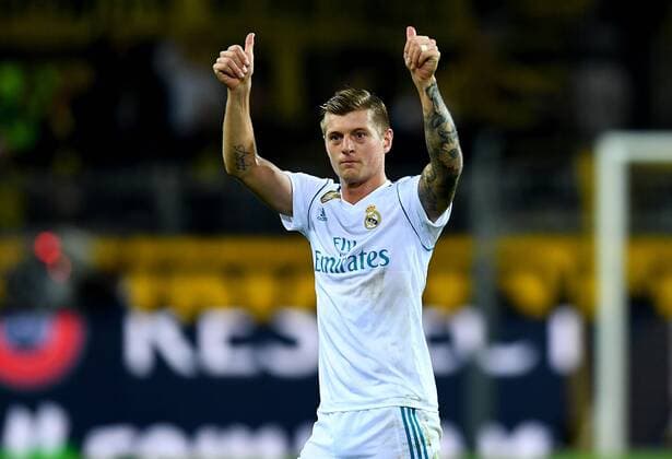26.09.2017, xfux, Fussball Champions League, Borussia Dortmund - Real Madrid, emspor, v.l. Toni Kroos (Real Madrid) jubeln jubelt nach Spielende. Dortmund