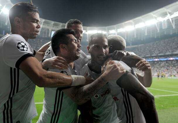 Anderson Talisca of Besiktas celebrates their goal during Besiktas vs. Leipzig UEFA Champions League game at Vodafone Park, Istanbul, September 26th, 2017.  Copyright: HikmetxSaatci 15811261