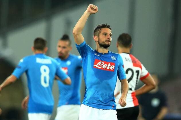 September 26, 2017 - Naples, Campania, Italy - Dries Mertens of Napoli celebration during the UEFA Champions League group F match between SSC Napoli and Feyenoord at Stadio San Paolo on September 26, 2017 in Naples, Italy. SSC Napoli v Feyenoord - UEFA Champions League  - ZUMAn230 20170926_zaa_n230_308 Copyright: xMatteoxCiambellix