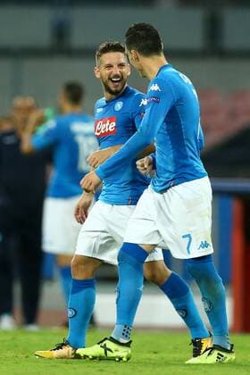 September 26, 2017 - Naples, Campania, Italy - Dries Mertens of Napoli and Jose Maria Callejon of Napoli during the UEFA Champions League group F match between SSC Napoli and Feyenoord at Stadio San Paolo on September 26, 2017 in Naples, Italy. SSC Napoli v Feyenoord - UEFA Champions League  - ZUMAn230 20170926_zaa_n230_310 Copyright: xMatteoxCiambellix