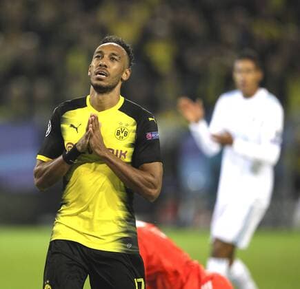 Foto: Enttäuschung bei Pierre Aubameyang ( Borussia ) Fussball - Championsleague am Di. 26.09.2017 2. Spieltag Gruppenphase Borussia Dortmund - Real Madrid 1 - 3