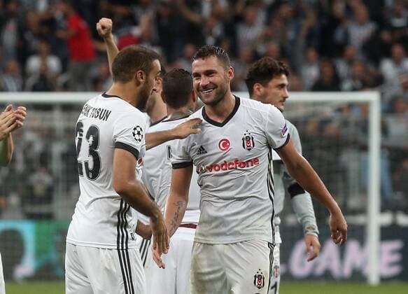 Besiktas players celebrates victory during Besiktas vs. Leipzig UEFA Champions League game at Vodafone Park, Istanbul, September 26th, 2017.  Copyright: TolgaxAdanali 15811476