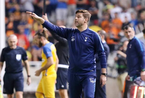 (170927) -- ISTANBUL, NICOSIA. 27, 2017 -- Tottenham Hotspur s coach Mauricio Pochettino reacts during the Champions League Group H game between Apoel Nicosia and Tottenham Hotspur at GSP Stadium in Nicosia, Cyprus, Sept. 26, 2017. Tottenham won the match 3-0.) (SP)CYPRUS-NICOSIA-SOCCER-UEFA CHAMPIONS LEAGUE SakisxSavvides 