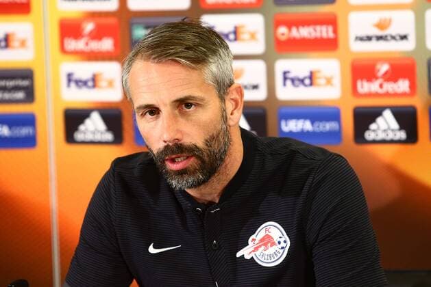 SOCCER - EL, RBS vs Marseille SALZBURG,AUSTRIA,27.SEP.17 - SOCCER - UEFA Europa League, group stage, Red Bull Salzburg vs Olympique Marseille, preview, press conference PK Pressekonferenz RBS. Image shows head coach Marco Rose (RBS). GEPAxpictures xFelixxRoittner