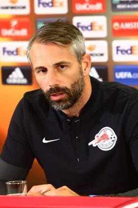 SOCCER - EL, RBS vs Marseille SALZBURG,AUSTRIA,27.SEP.17 - SOCCER - UEFA Europa League, group stage, Red Bull Salzburg vs Olympique Marseille, preview, press conference PK Pressekonferenz RBS. Image shows head coach Marco Rose (RBS). GEPAxpictures xFelixxRoittner