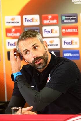 SOCCER - EL, RBS vs Marseille SALZBURG,AUSTRIA,27.SEP.17 - SOCCER - UEFA Europa League, group stage, Red Bull Salzburg vs Olympique Marseille, preview, press conference PK Pressekonferenz RBS. Image shows head coach Marco Rose (RBS). GEPAxpictures xFelixxRoittner
