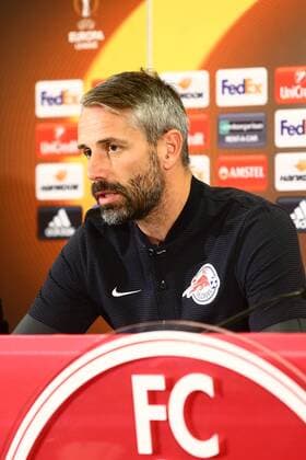 SOCCER - EL, RBS vs Marseille SALZBURG,AUSTRIA,27.SEP.17 - SOCCER - UEFA Europa League, group stage, Red Bull Salzburg vs Olympique Marseille, preview, press conference PK Pressekonferenz RBS. Image shows head coach Marco Rose (RBS). GEPAxpictures xFelixxRoittner