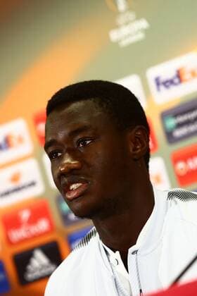 SOCCER - EL, RBS vs Marseille SALZBURG,AUSTRIA,27.SEP.17 - SOCCER - UEFA Europa League, group stage, Red Bull Salzburg vs Olympique Marseille, preview, press conference PK Pressekonferenz RBS. Image shows Diadie Samassekou (RBS). GEPAxpictures xFelixxRoittner