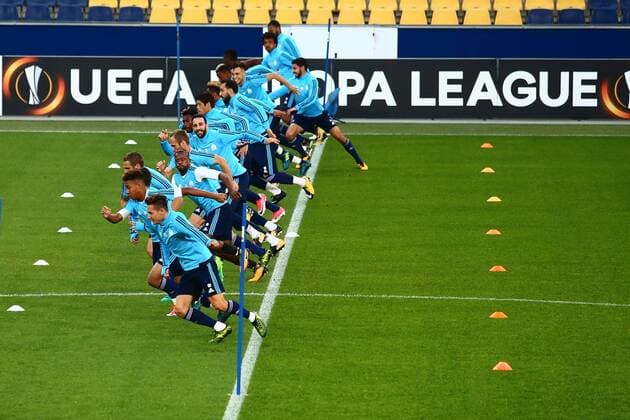 SOCCER - EL, RBS vs Marseille SALZBURG,AUSTRIA,27.SEP.17 - SOCCER - UEFA Europa League, group stage, Red Bull Salzburg vs Olympique Marseille, preview, training Marseille. Image shows the team of Marseille. GEPAxpictures xFelixxRoittner
