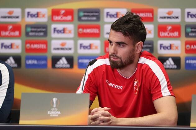 1.FC Köln Heimspiel gegen Roter Stern Belgrad Pressekonferenz im Rheinenergiestadion Belgrad Damien Le Tallec 27.09.2017