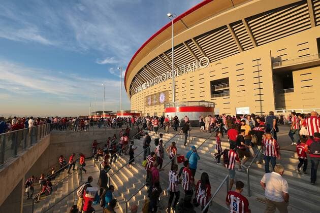 Atletico Madrid v Chelsea UEFA Champions League General view of the exterior of the stadium as fans arrive pictured ahead of the UEFA Champions League match at the Wanda Metropolitano Stadium, Madrid Content Not Available For UK Newspapers Copyright: xKristianxKanex FIL-10727-0023