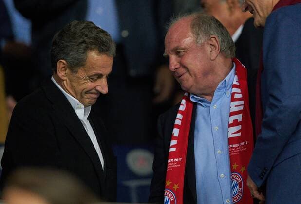 Nicolas Sarkozy, Francois Hollande Uli HOENESS (FCB Praesident ) PSG PARIS SAINT GERMAIN - FC BAYERN MUENCHEN Gruppenphase Hinspiel, Fussball UEFA Champions League, Paris, 27.09.2017 CL Saison 2017 2018, FCB,