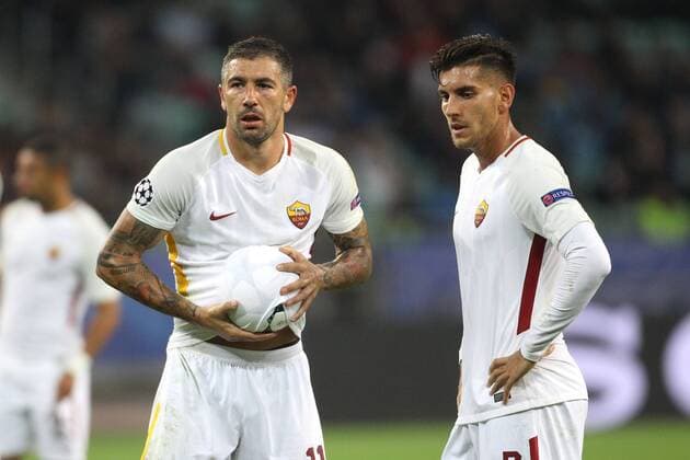 Aleksandar Kolarov, Lorenzo Pellegrini Roma Baku 27-09-2017 Football Champions League 2017 2018 Group C Qarabag - AS Roma Foto Gino Mancini Insidefoto ginoxmancini
