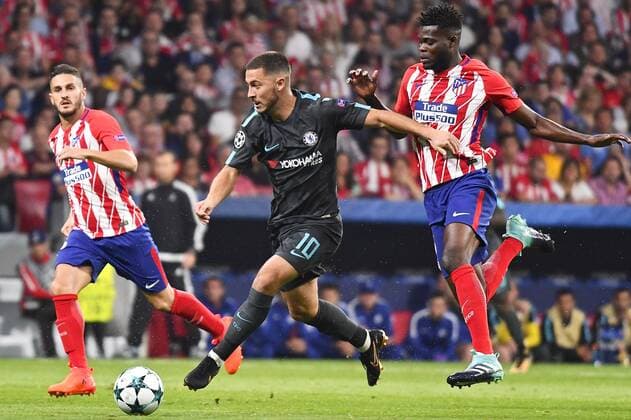 Atletico Madrid v Chelsea UEFA Champions League Eden Hazard of Chelsea (centre) during the UEFA Champions League match at the Wanda Metropolitano Stadium, Madrid Content Not Available For UK Newspapers Copyright: xKristianxKanex FIL-10727-0026