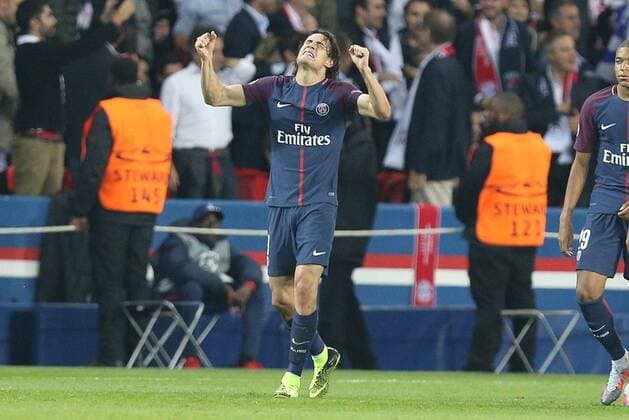 Torjubel von Edinson Cavani 9 (Paris Saint-Germain) zum 2:0, Paris Saint-Germain vs. FC Bayern Muenchen, Fussball, Vorrunde, Champions League, 27.09.2017 Paris Paris Frankreich Copyright: xkolbert-press ChristianxKolbertx