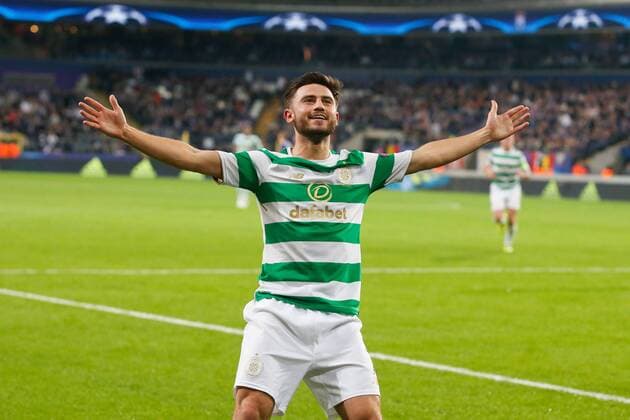 Celtic s Patrick Roberts celebrates after scoring during the second game in the group stage (Group B) of the UEFA Champions League competition between Belgian soccer team RSC Anderlecht and Scottish Celtic FC, Wednesday 27 September 2017 in Brussels. BRUNOxFAHY  x05173812x