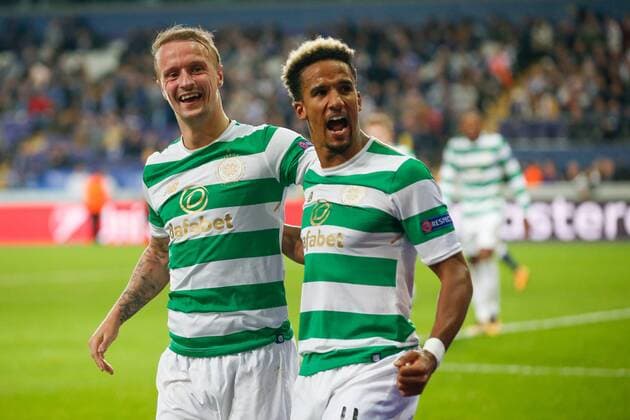 Celtic s Scott Sinclair celebrates after scoring during the second game in the group stage (Group B) of the UEFA Champions League competition between Belgian soccer team RSC Anderlecht and Scottish Celtic FC, Wednesday 27 September 2017 in Brussels. BRUNOxFAHY  x05173865x