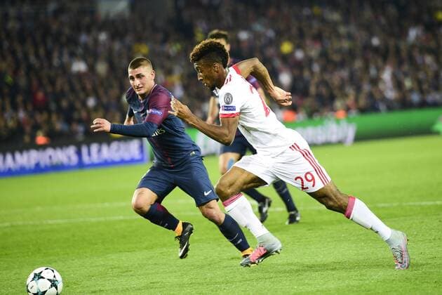 VERRATTI Marco PSG vs Kingsley Coman Bayern Munich FOOTBALL PSG vs Bayern de Munich Ligue des Champions 27 09 2017 JBAutissier Panoramic 