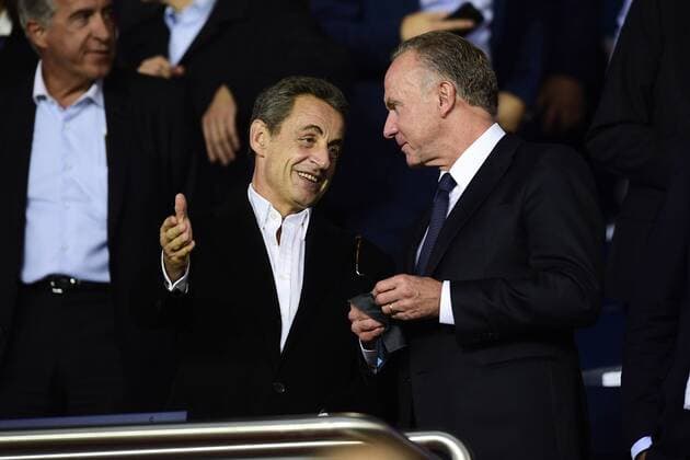 Nicolas Sarkozy et Karl Heinz Rummenigge COE du Bayern de Munich Uli Hoeness president du Bayern de Munich FOOTBALL PSG vs Bayern de Munich Ligue des Champions 27 09 2017 JBAutissier Panoramic 
