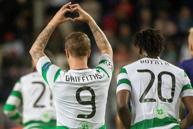 Belgium , Brussels , Sep 27 , 2017 - Second game in the group stage ( Group B ) of the UEFA Champions League competition between Belgian soccer team RSC Anderlecht and Scottish Celtic FC - Leigh GRIFFITHS & Dedryck BOYATA Copyright Danny Gys Reporters xxGYS 