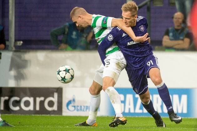 Belgium , Brussels , Sep 27 , 2017 - Second game in the group stage ( Group B ) of the UEFA Champions League competition between Belgian soccer team RSC Anderlecht and Scottish Celtic FC - Jozo SIMUNOVIC & Lukasz TEODORCZYK Copyright Danny Gys Reporters xxGYS 