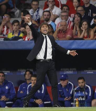 Partido de Liga de Campeones entre el Atletico y el Chelsea en el Wanda Metropolitano. En la imagen, Antonio Conte. Champions League match betwee Atletico and Chelsea. In this picture, Antonio Conte. 