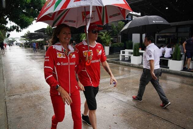 28.09.2017 - Stefania Boccoli (ITA) Ferrari PR Officer and Kimi Raikkonen (FIN) Scuderia Ferrari SF70H Malaysian Grand Prix, Sepang 28 September - 1 October 2017 28.09.2017 - Stefania Boccoli (ITA) Ferrari PR Officer and Kimi Raikkonen (FIN) Scuderia Ferrari SF70H 