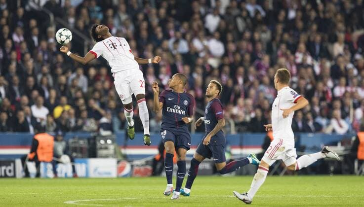 Paris, 27.09.2017 David Alaba (FCB), Kylian Mbappe (PSG), Neymar (PSG) Paris St. Germain - FC Bayern München
