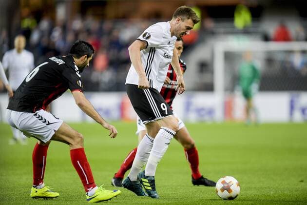 170928 Nicklas Bendtner of Rosenborg during the UEFA Europa League match between Rosenborg and FK Vardar Skopje on September 28, 2017 in Trondheim. Photo: Jon Olav Nesvold BILDBYRN kod JE 160033  Copyright: JONxOLAVxNESVOLD BB170928BB239