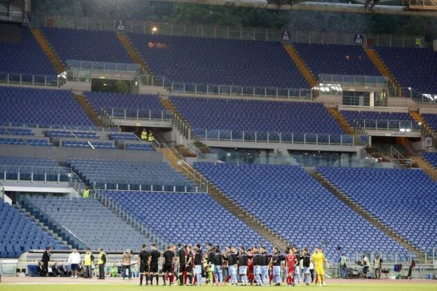 The empty stands. The match is played without spectators due to racist chants of Lazio fans during a match against Sparta Praga in 2016 . La gara si gioca a porte chiuse a causa di cori razzisti dei tifosi della lazio durante l incontro contro lo Sparta Praga del 2016 Roma 28-09-2017 Stadio Olimpico Football Europa League 2017 2018 Group K Lazio - Zulte Waregem Foto Giampiero Sposito Insidefoto Insidefoto
