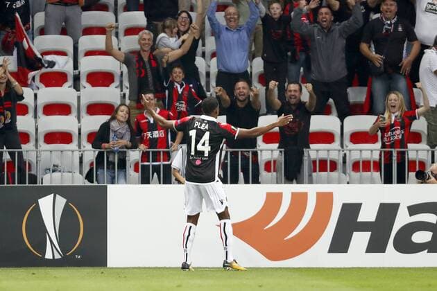 Alassane Plea of OCG Nice during the UEFA Europa League group K match match between OGC Nice and Vitesse Arnhem on September 28, 2017 at the Allianz Riviera in Nice, France UEFA Europa League 2017 2018 xVIxVIxImagesx xMauricexvanxSteenxIVx 8879293