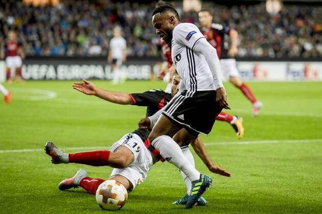 170928 Samuel Adegbenro of Rosenborg during the UEFA Europa League match between Rosenborg and FK Vardar Skopje on September 28, 2017 in Trondheim. Photo: Jon Olav Nesvold BILDBYRN kod JE 160033  Copyright: JONxOLAVxNESVOLD BB170928BB261