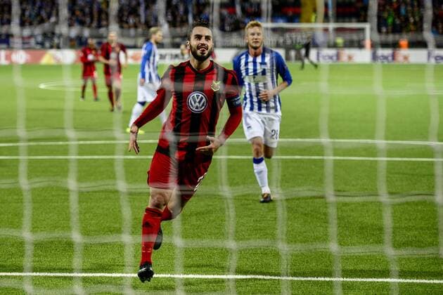 Bilder des Tages - SPORT 170928 Östersunds Brwa Nouri jublar efter 1-0 pa straff under fotbollsmatchen i Europa League mellan Östersund och Hertha Berlin den 28 september 2017 i Östersund.  Copyright: ERIKxMARTENSSON BB170928BB293