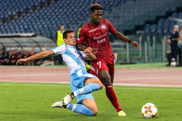 (L-R) Luis Felipe Ramos Marchi of SS Lazio, Aaron Leya Iseka of SV Zulte Waregem during the UEFA Europa League group K match between Lazio Roma and Zulte Waregem at Stadio Olimpico on September 28, 2017 in Rome, Italy UEFA Europa League 2017 2018 xVIxVIxImagesx xGerritxvanxKeulenxIVx 8879378