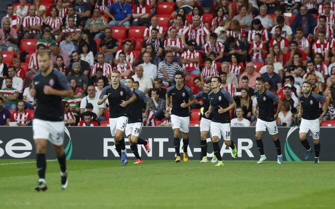 DAVID S BUSTAMANTE 28 09 2017 BILBAO PAIS VASCO Partido de la Jornada 2 de la UEFA Europa League disputado entre el Athletic de Bilbao y el FC Zorya Luhansk en el Estadio San Mames de Bilbao gol y celebracion de Ihor Kharatin  xDAVIDxS.xBUSTAMANTEx xx