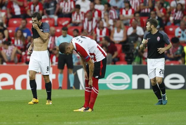 DAVID S BUSTAMANTE 28 09 2017 BILBAO PAIS VASCO Partido de la Jornada 2 de la UEFA Europa League disputado entre el Athletic de Bilbao y el FC Zorya Luhansk en el Estadio San Mames de Bilbao gol y celebracion de Ihor Kharatin  xDAVIDxS.xBUSTAMANTEx xx