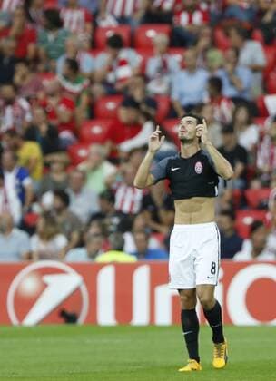 DAVID S BUSTAMANTE 28 09 2017 BILBAO PAIS VASCO Partido de la Jornada 2 de la UEFA Europa League disputado entre el Athletic de Bilbao y el FC Zorya Luhansk en el Estadio San Mames de Bilbao gol y celebracion de Ihor Kharatin  xDAVIDxS.xBUSTAMANTEx xx