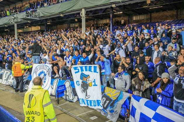 28th September 2017, Goodison Park, Liverpool, England; UEFA Europa League group stage, Everton versus Apollon Limassol; Apollon fans getting rowdy  ActionPlus11934962