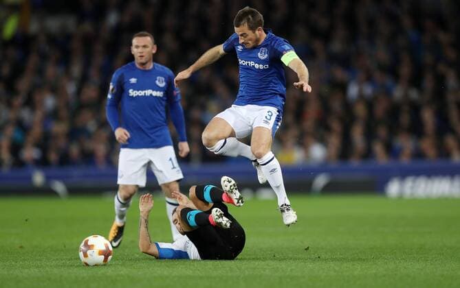 Football - 2017 2018 UEFA Europa League - Group E: Everton vs. Apollon Limassol Leighton Baines of Everton at Goodison Park. COLORSPORT LYNNE CAMERON 