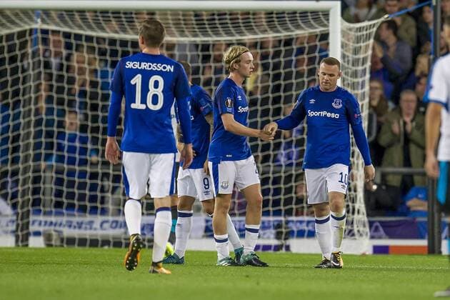 Wayne Rooney of Everton celebrates after scoring during the UEFA Europa League Group Stage match between Everton and Apollen Limassol at Goodison Park, Liverpool, England on 28 September 2017. Copyright: xAlanxHaywardx 16920022