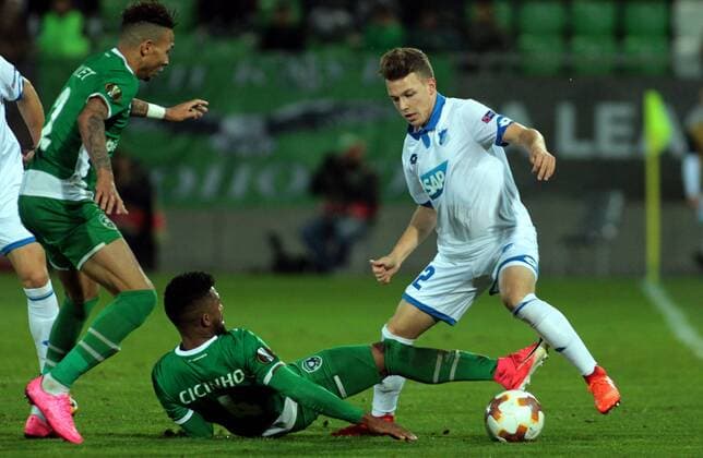 28.09.2017 Razgrad(Bulgaria) PFC Ludogorets-TSG 1899 Hoffenheim Europa League men s football Dennis Geiger (r) PFC Ludogorets : 