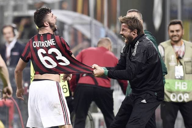 Themen der Woche - SPORT Bilder des Tages - SPORT Db Milano 28 09 2017 - Europa League Milan-Rijeka foto Daniele Buffa Image nella foto: esultanza gol Paatrick Cutrone 