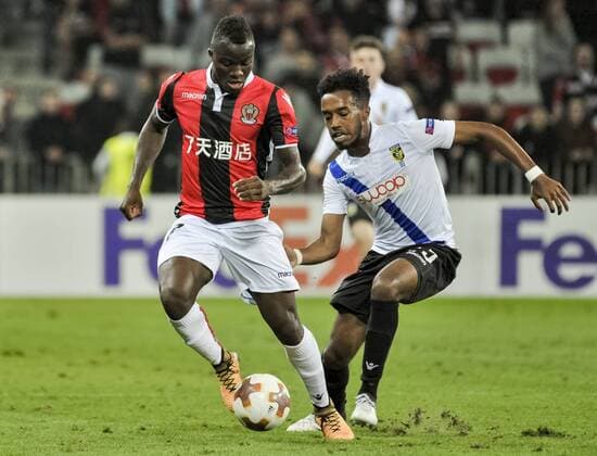 Ignasus Knepe Ganago OGC Nice Mukhtar Ali Vitesse Arhnem FOOTBALL OGC Nice vs Vitesse Arnhem Ligue Europa 28 09 2017 NorbertScanella Panoramic 